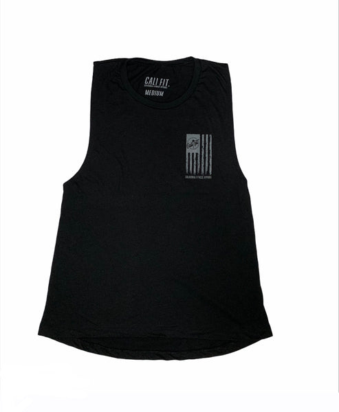 WOMEN’S MUSCLE TANK FLAG LOGO